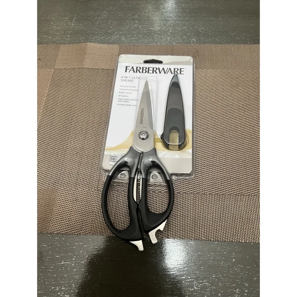 Farberware 4-in-1 Ultimate Shears Kitchen Scissors Stainless Steel Black 5155785